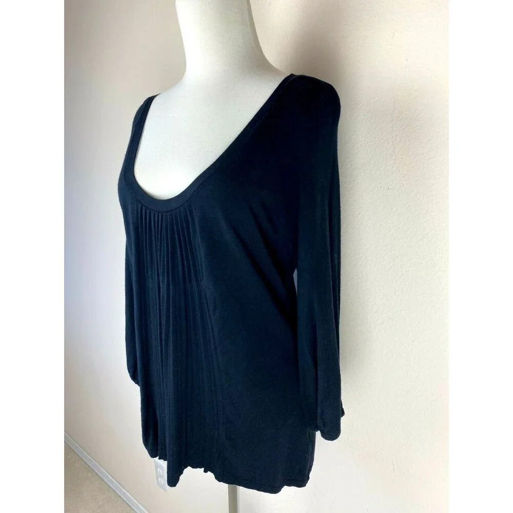 MK Black Knit Flared Balloon Sleeve Top Size M Quiet Luxury Boho Romantic